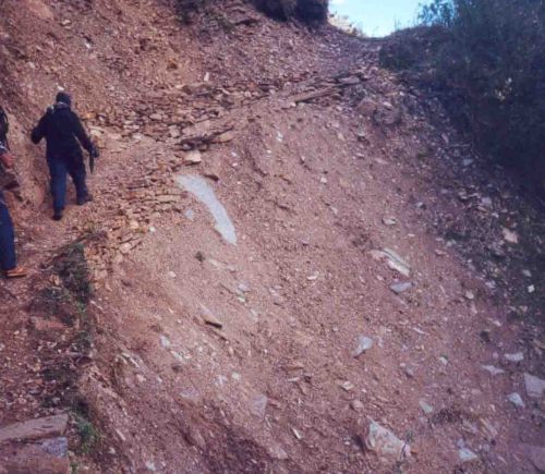 walking on steep trail