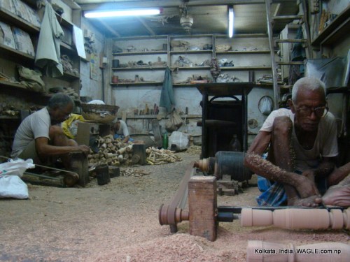 Men at work on MG Road, Kolkata