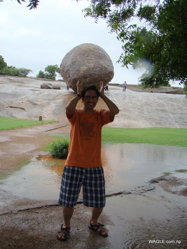 Krishna's Butterball, Mahabalipuram india stone carving monolith temples (20)