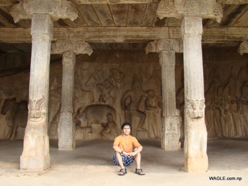 Pancha Paandava Cave. mahabalipuram india stone carving monolith temples