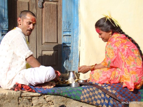 dadeldhura pair lunching on dashain tika day