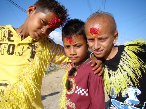 kids of dadeldhura nepal on the day of dashain tika