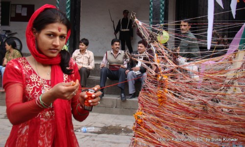 holi in kathmandu, nepal