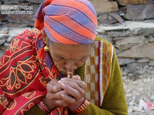smoking woman of far west nepal