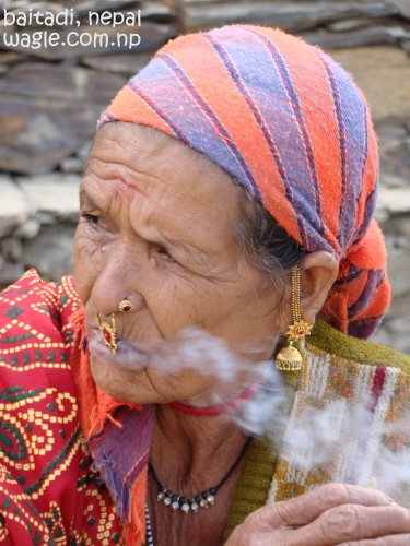 smoking woman of far west nepal