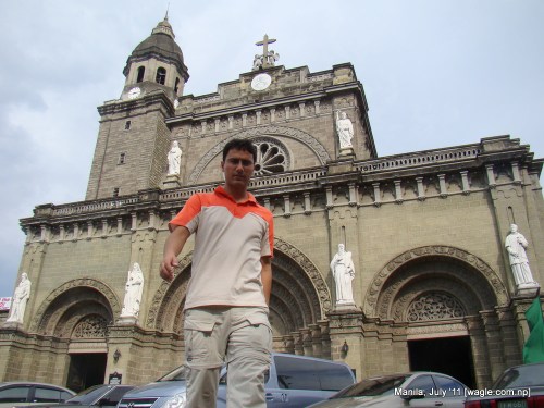 The building and a man