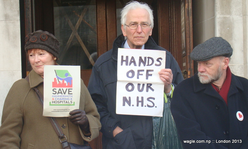 Protesters in front of the UK Supreme Court building at Parliament Square, London.