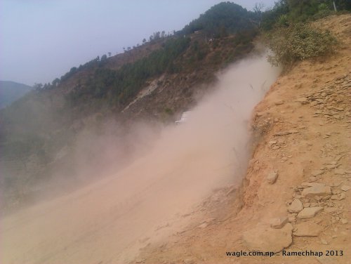 On way to Sanghutaar from Manthali. The road is recently built and is in operation during winter only