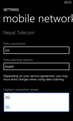 Nokia Lumia- Windows Phone Network Selection options