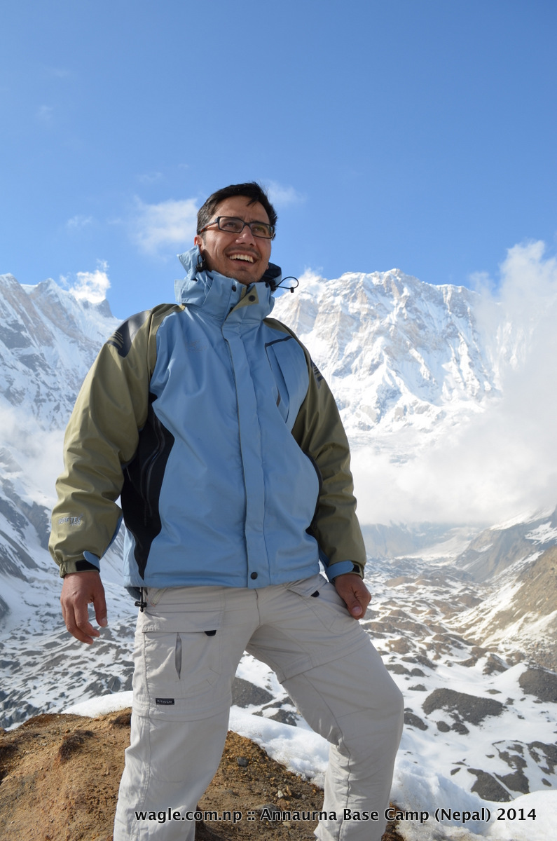 Mt Annapurna I (8020 meters) stood behind me as I posed for a camera