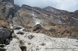 During heavy snowstorm some of such waterfalls would turn into avalanches like one on the left