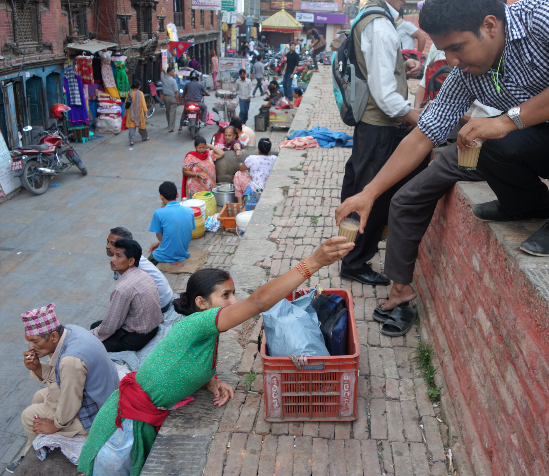 The stairs of the Maju Deval Temple in normal times.