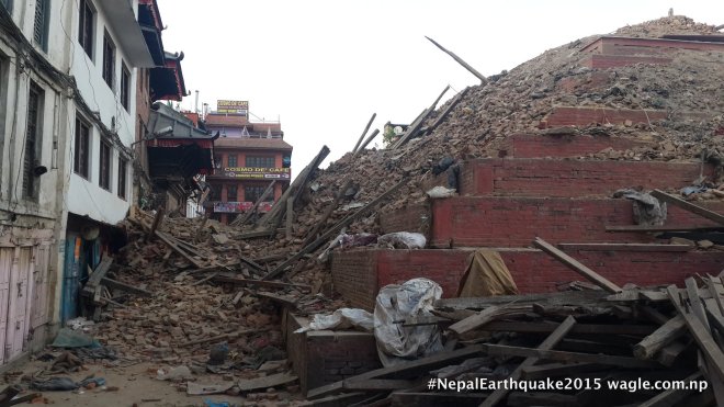 The stairs of the fallen Maju Deval Temple.