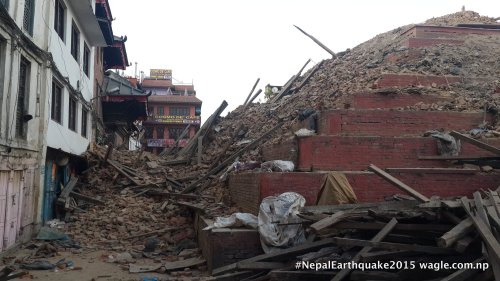 The stairs of the fallen Maju Deval Temple.