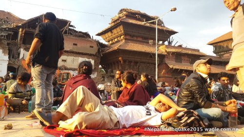A day after the #NepalEarthquake, Basantapur was crowded by people who wanted to escape the aftershocks.
