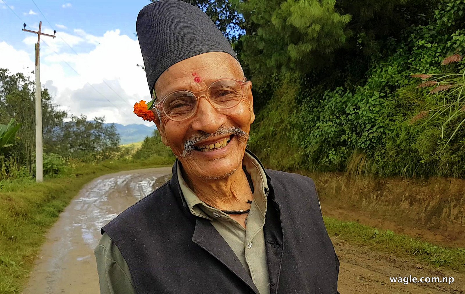 Surya Bahadur Gopali on his way back home in the Gahate neighbourhood of Bajrabarahi valley after making a leisurely trip to the bazaar.